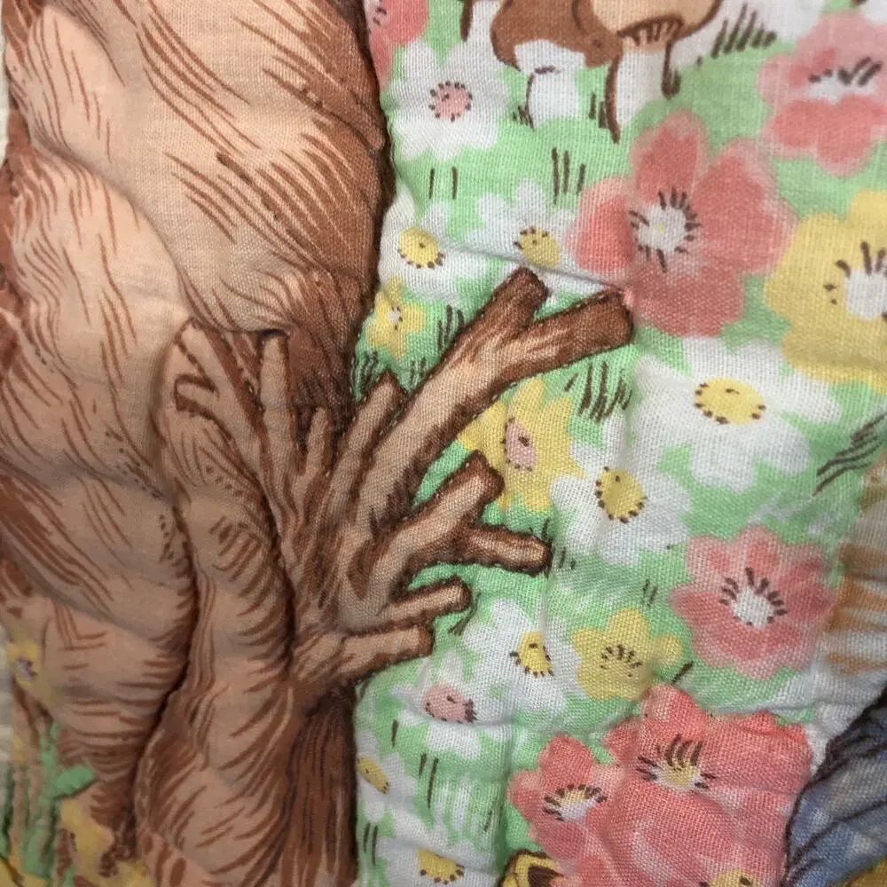 Vintage Quilt Baby Blanket Teddy Bears Bunny AS IS READ Retro Pastel